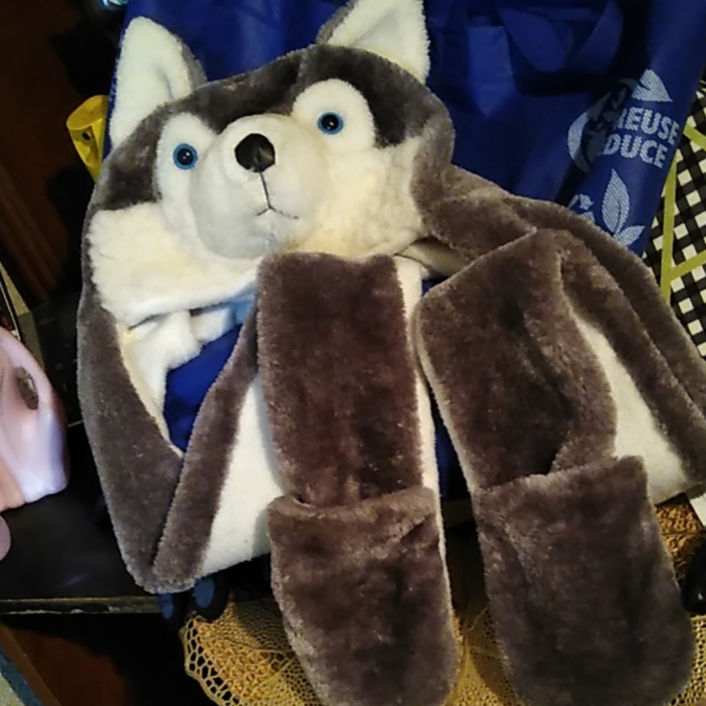 Child's hat with mittens unknown size animal design